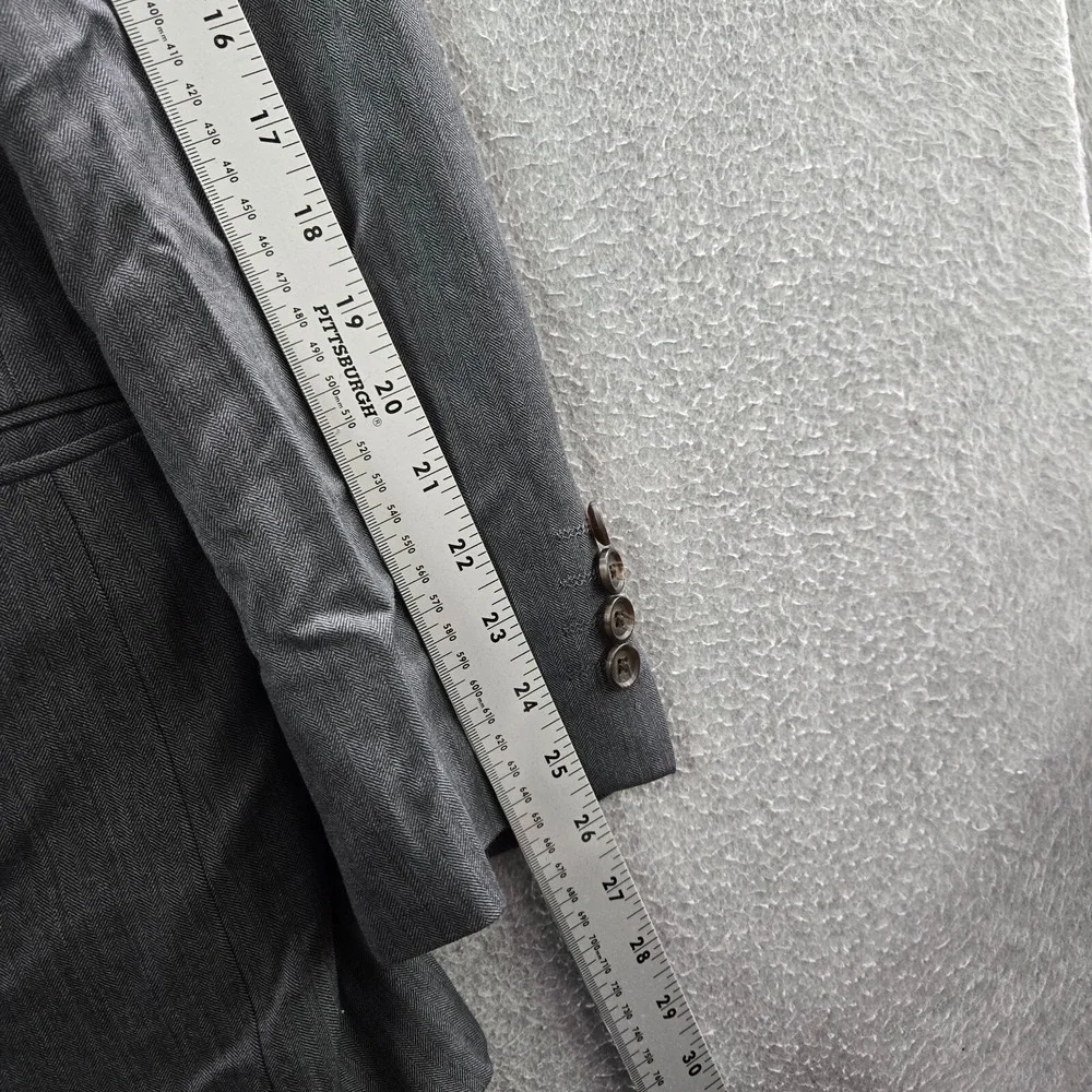 Ralph Ralph Lauren Men Jacket 44‎ Gray Blazer 100% Wool Button Up Long Sleeve